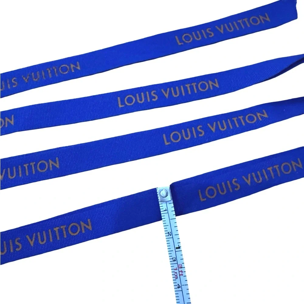 Louis Vuitton Blue and Gold Signature Ribbon 85”